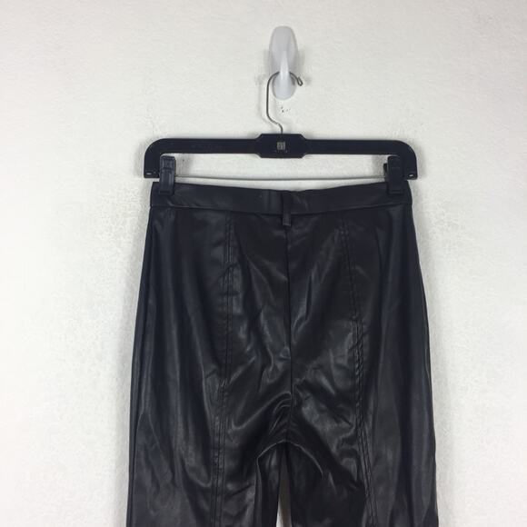 Jason Wu Black Vegan Leather Split Hem Trouser Pants Small - Picture 14 of 16